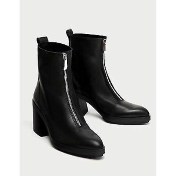 zip front ankle boots zara